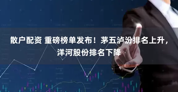 散户配资 重磅榜单发布！茅五泸汾排名上升，洋河股份排名下降